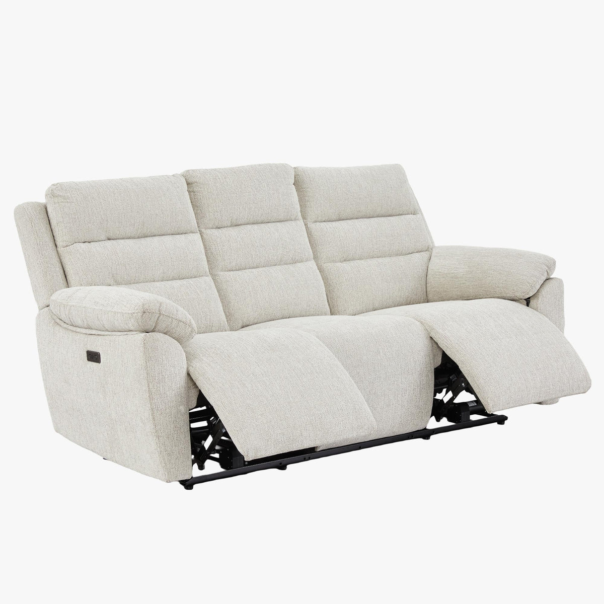 ULYA Canapé 3 places relax électrique en tissu beige - Canapé relax - Mobilier Deco