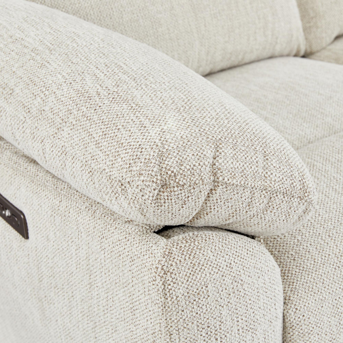 ULYA Canapé 3 places relax électrique en tissu beige - Canapé relax - Mobilier Deco