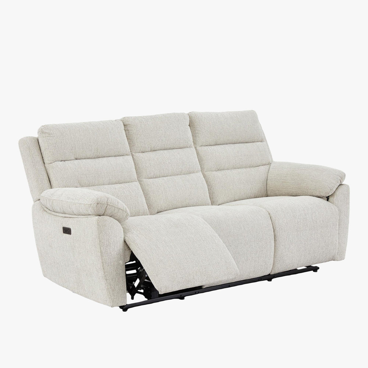 ULYA Canapé 3 places relax électrique en tissu beige - Canapé relax - Mobilier Deco