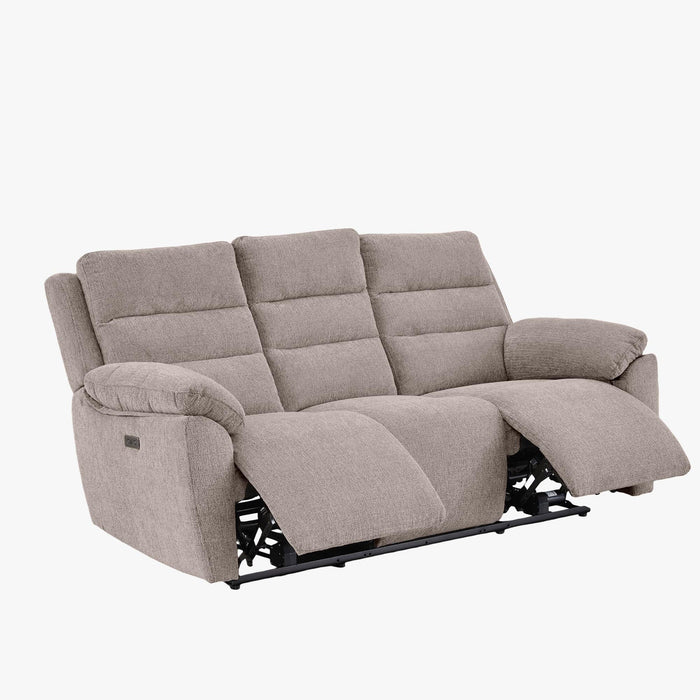 ULYA Canapé 3 places relax électrique en tissu taupe