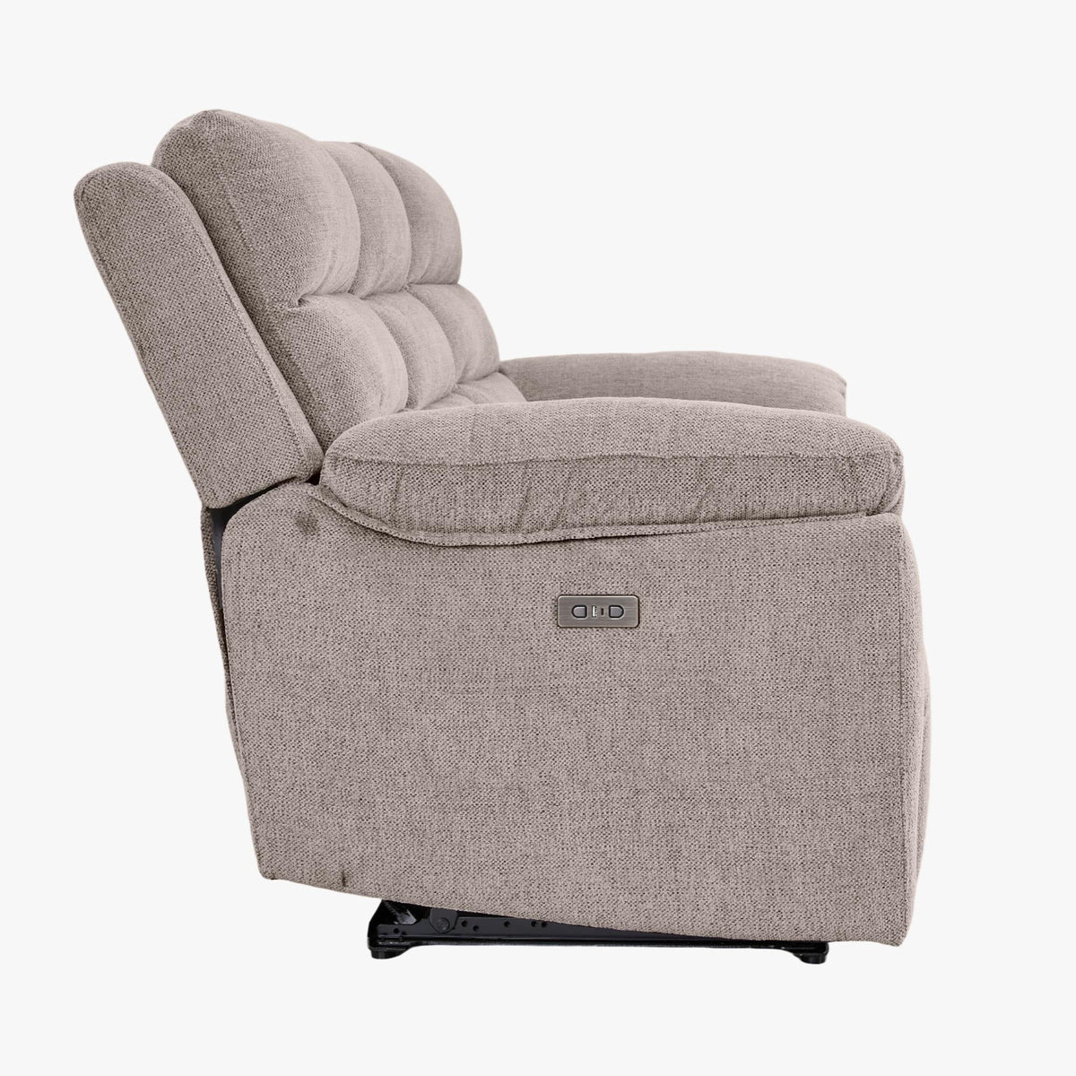 ULYA Canapé 3 places relax électrique en tissu taupe - Canapé relax - Mobilier Deco