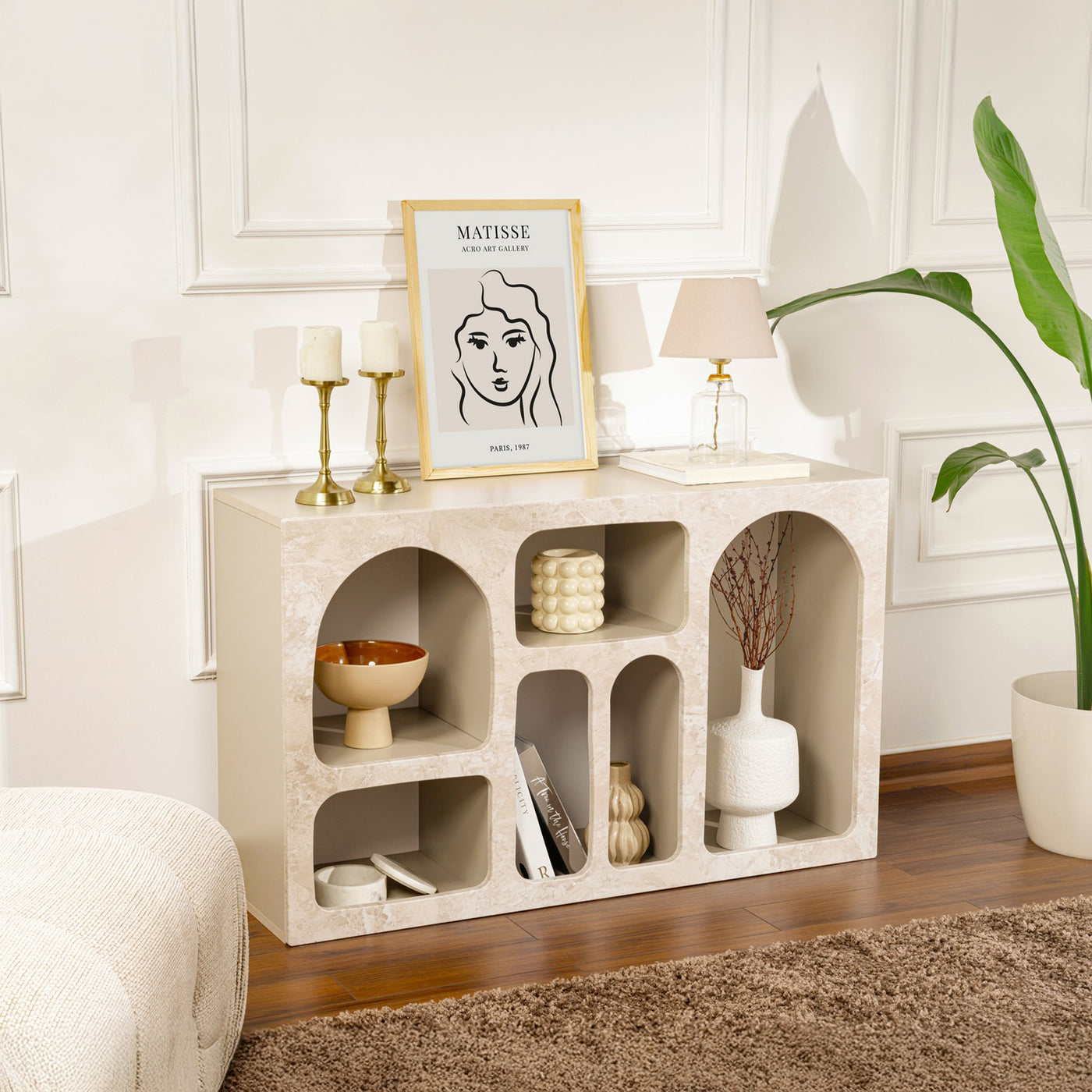 VERA Console avec 6 niches beige 120 cm