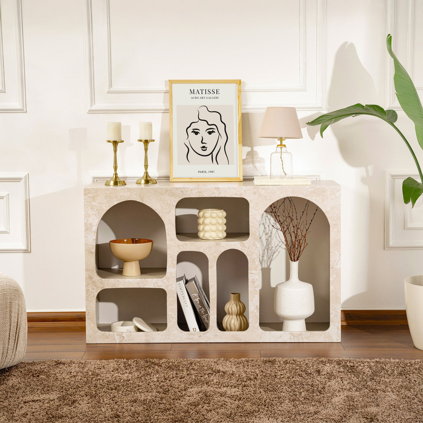 VERA Console avec 6 niches beige 120 cm