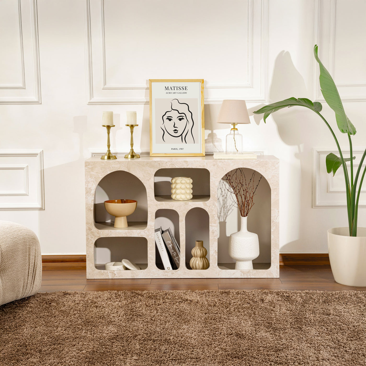 VERA Console avec 6 niches beige 120 cm