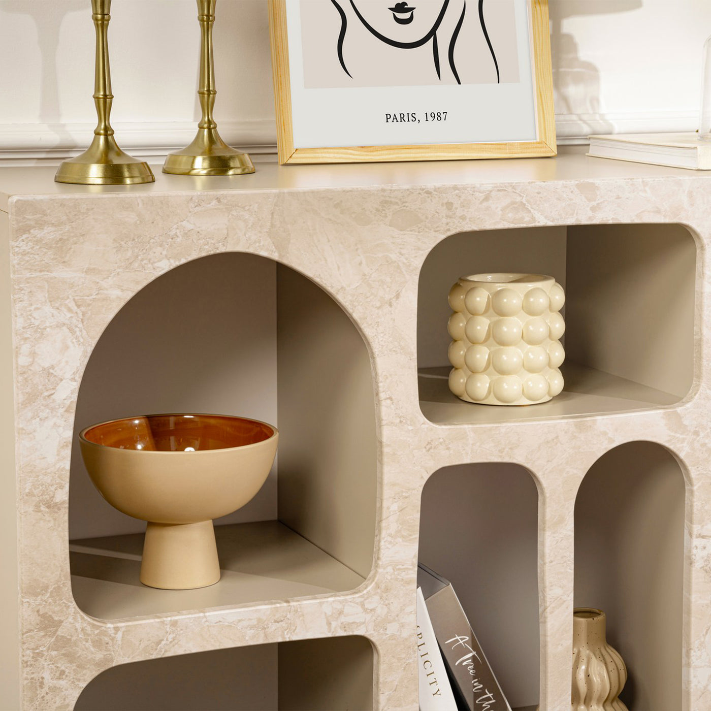 VERA Console avec 6 niches beige 120 cm