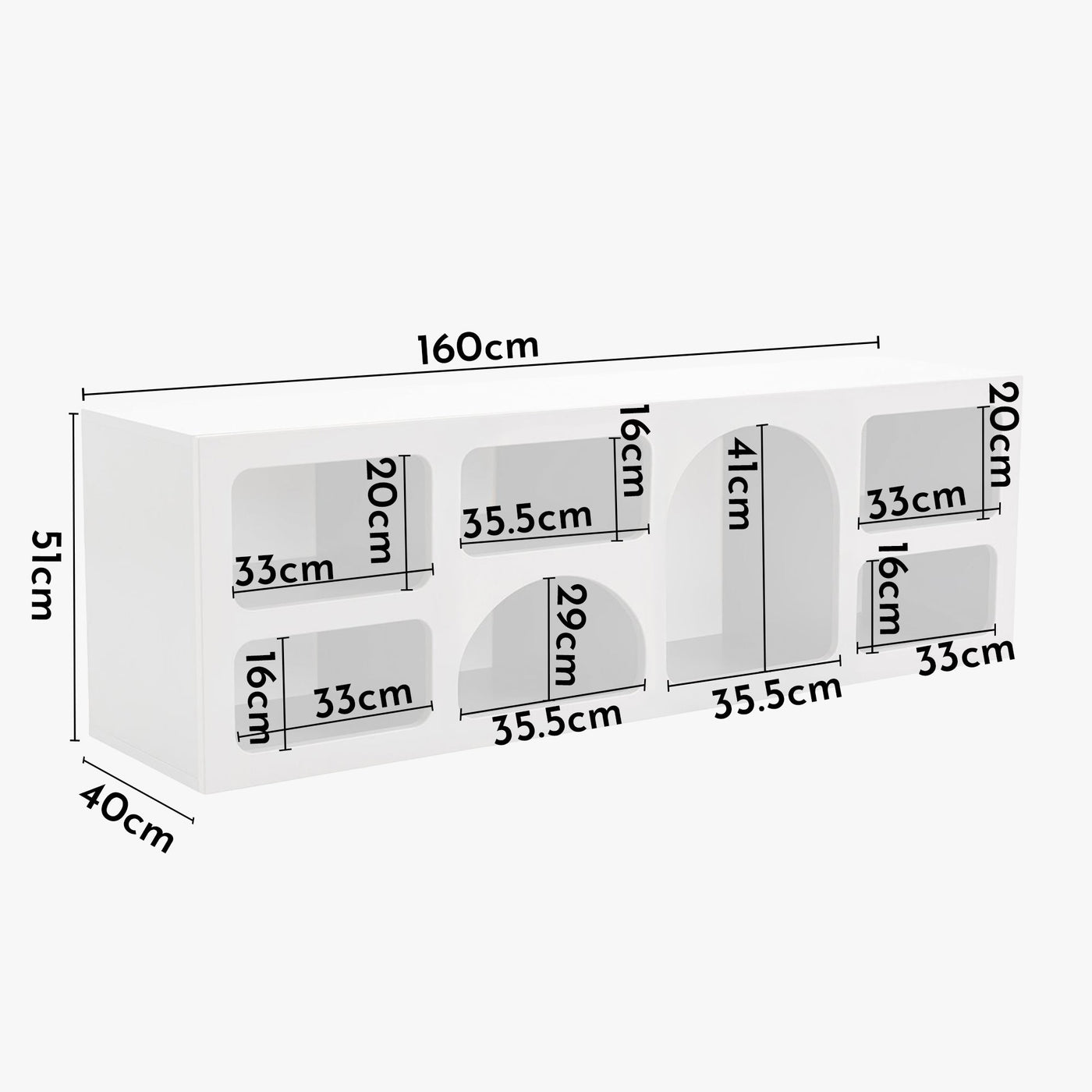 VERA Console avec 6 niches blanc 120 cm - Consoles - Mobilier Deco