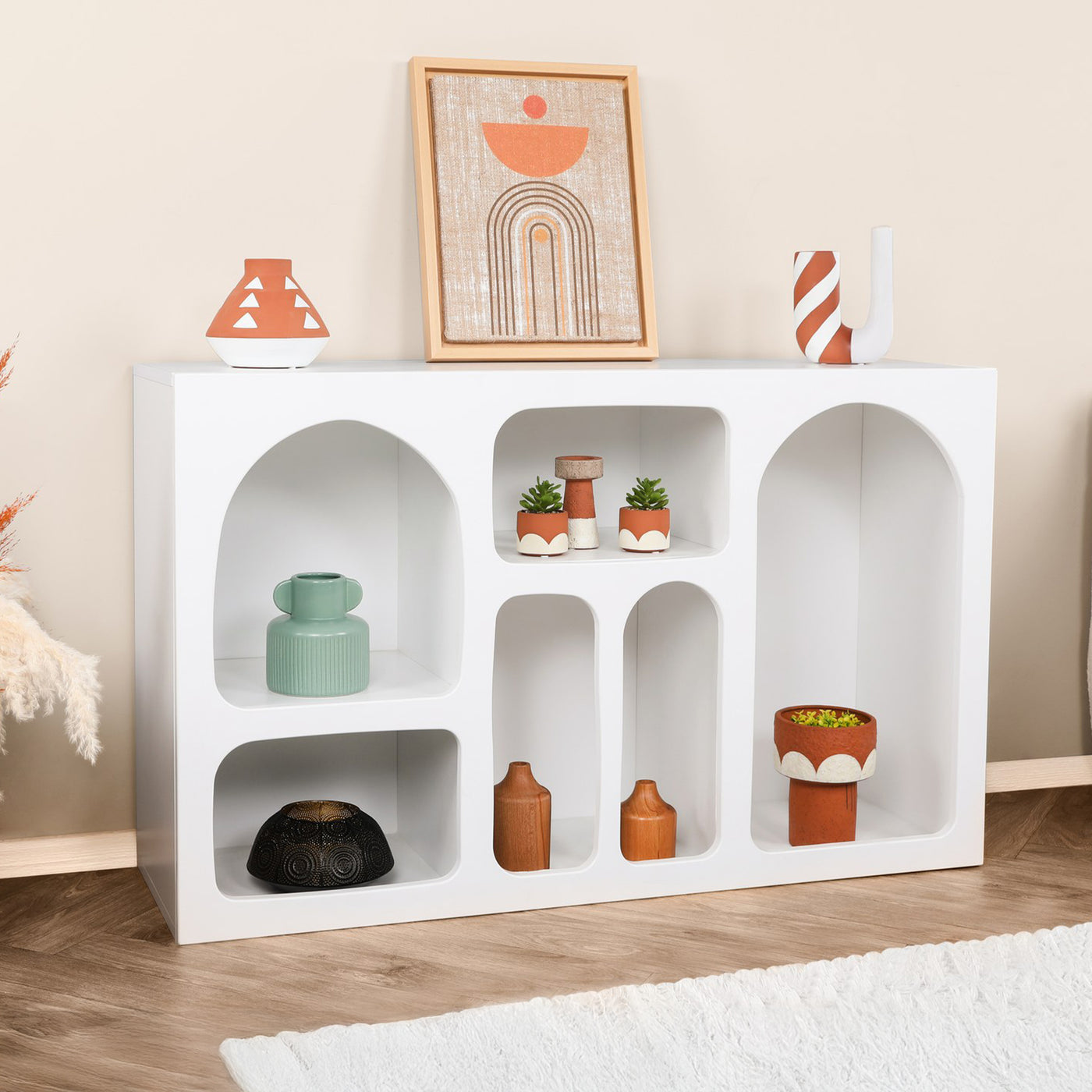 VERA Console avec 6 niches blanc 120 cm