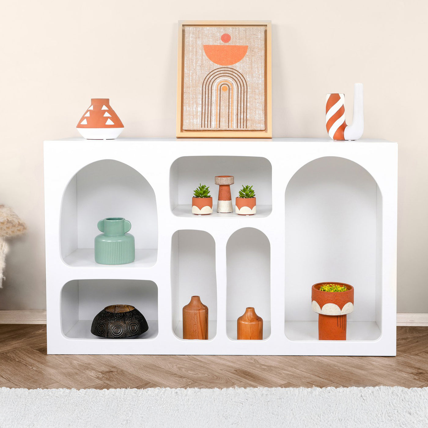 VERA Console avec 6 niches blanc 120 cm