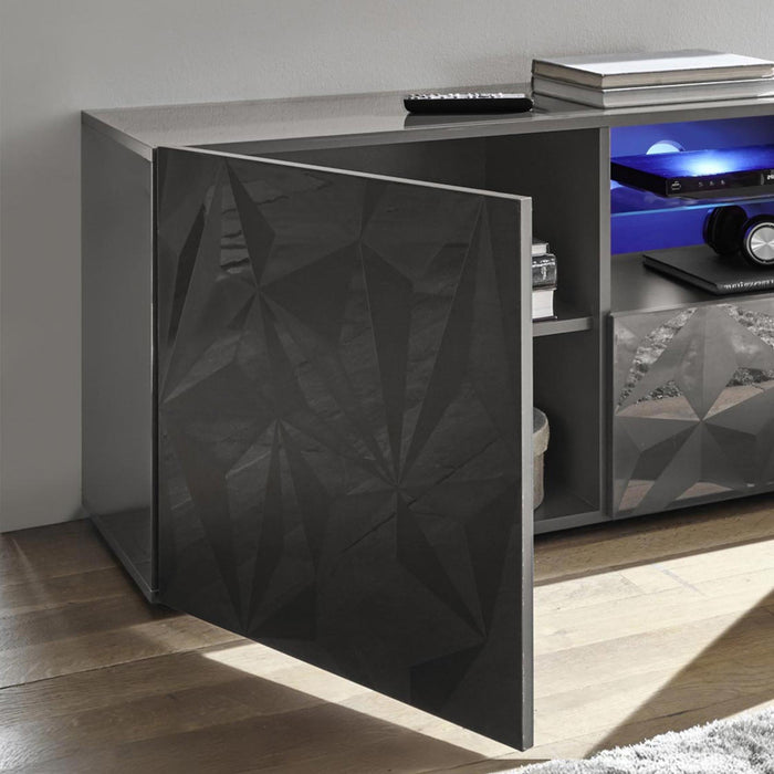 VERONA Meuble TV design 2 portes 2 niches et 1 tiroir noir