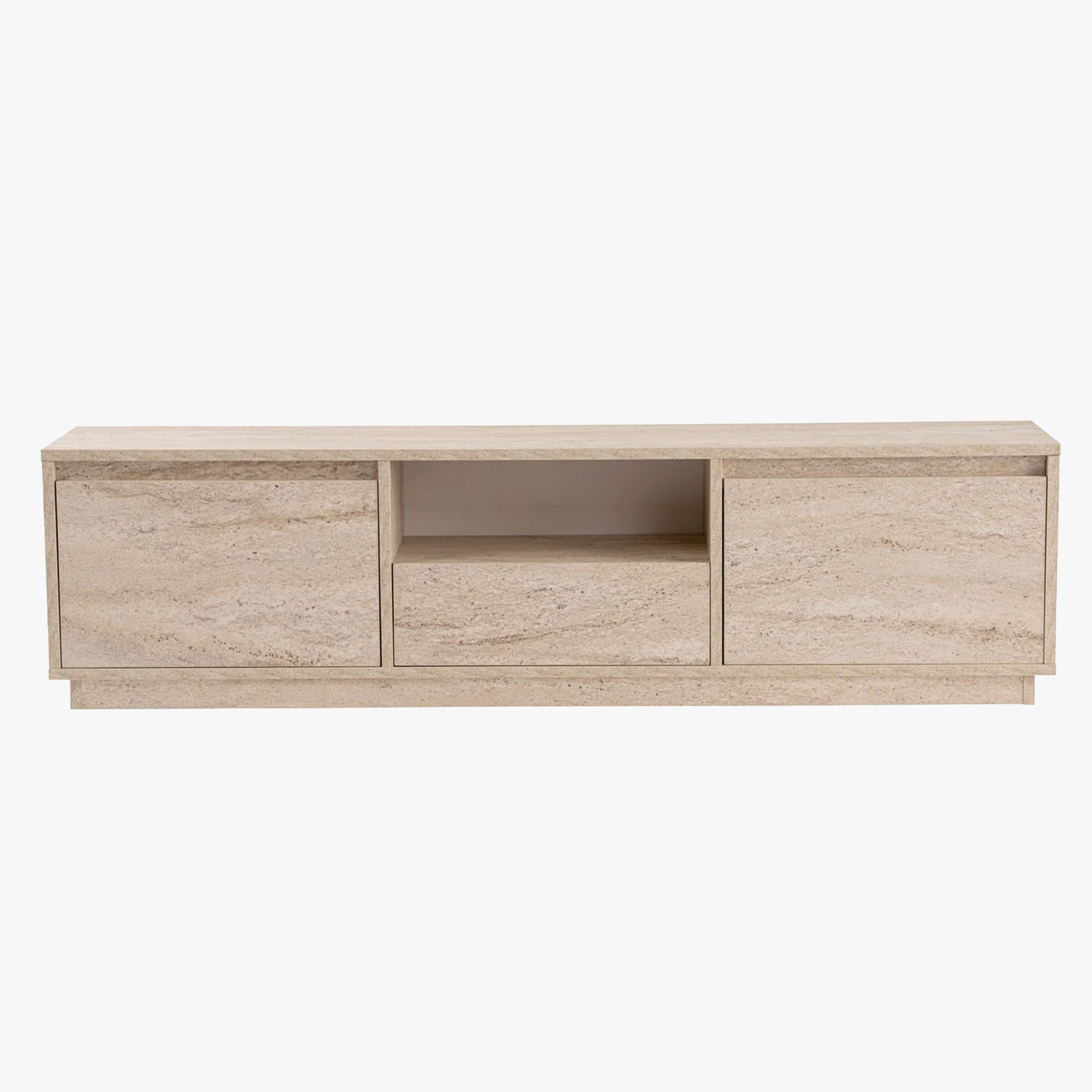 VIANA Meuble TV 3 portes 1 niche beige - Meuble TV - Mobilier Deco