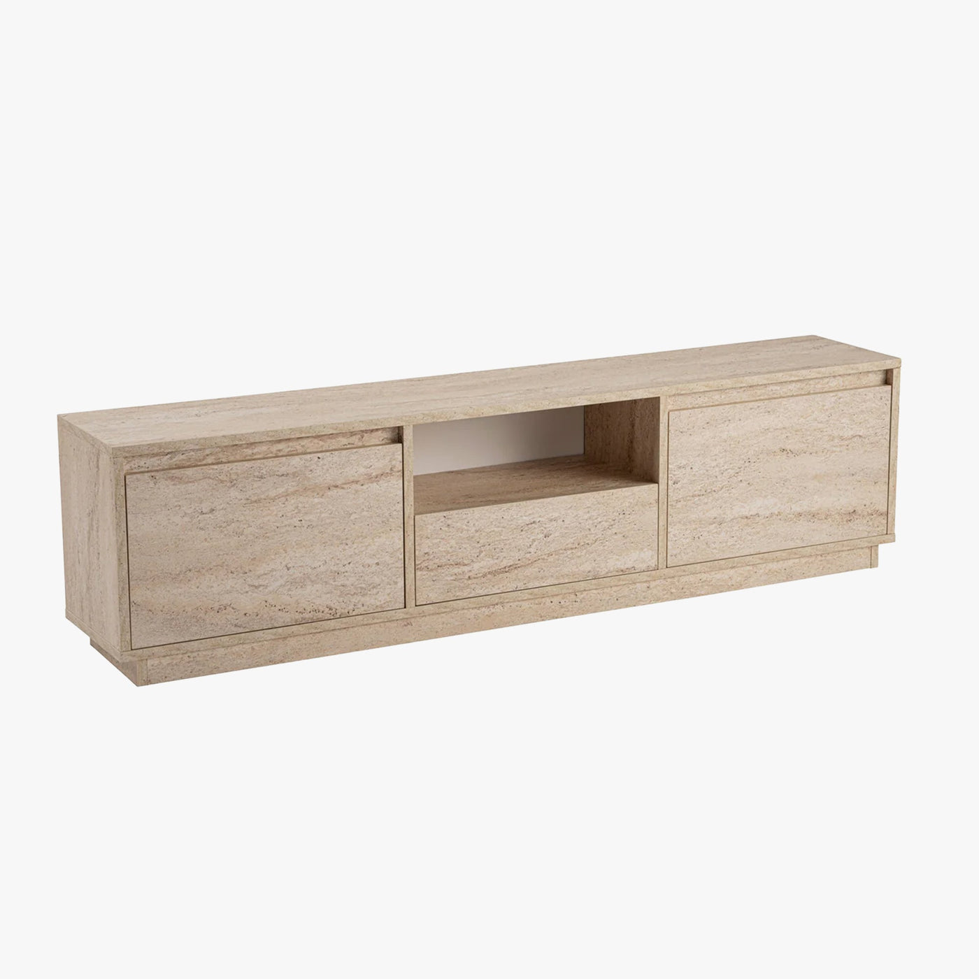 VIANA Meuble TV 3 portes 1 niche beige - Meuble TV - Mobilier Deco