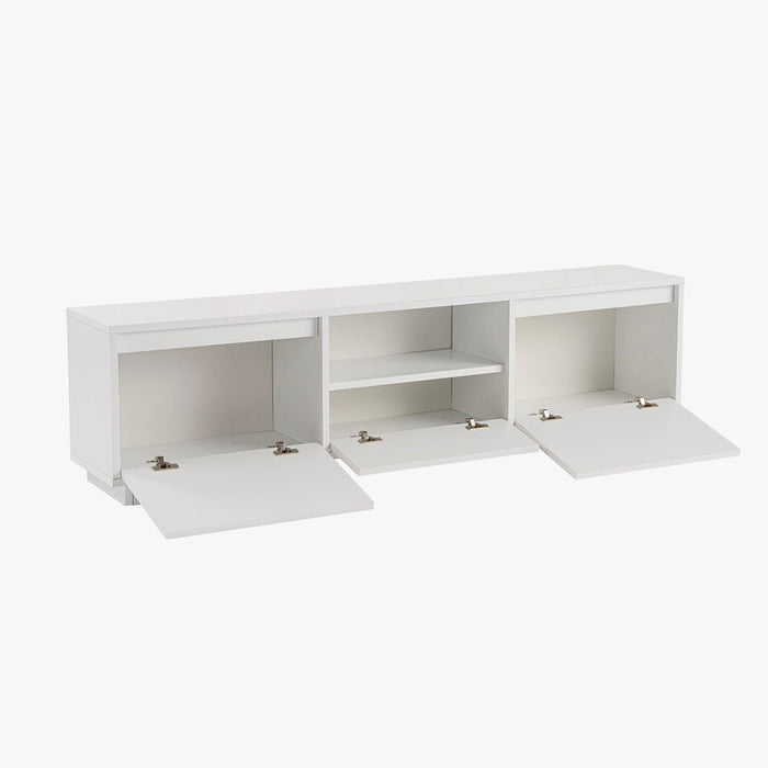 VIANA Meuble TV 3 portes 1 niche blanc