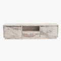 VIANA Meuble TV 3 portes 1 niche couleur marbre blanc et gris