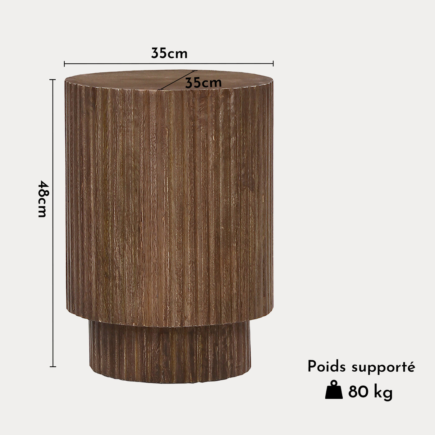 VICTOR Table basse bois de manguier brun clair VICTOR 35 cm