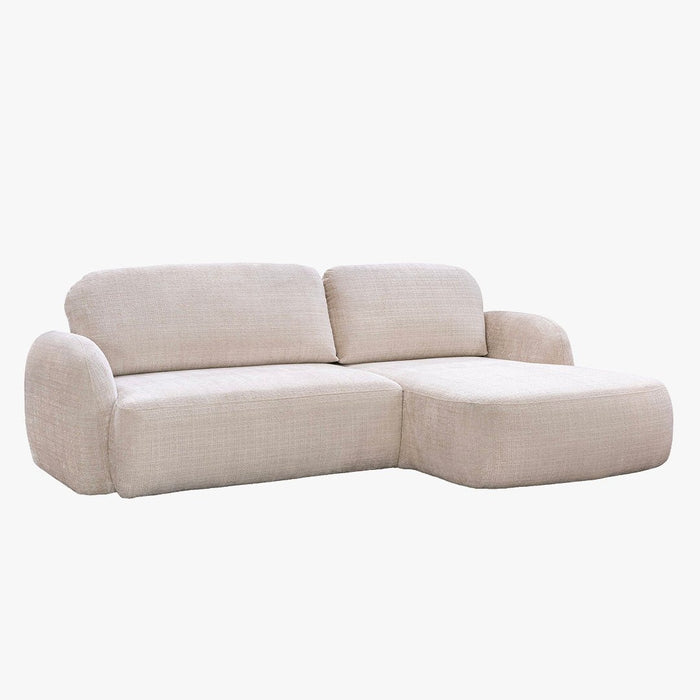 VIONA Canapé d'angle convertible avec coffre en tissu beige - Angle droit