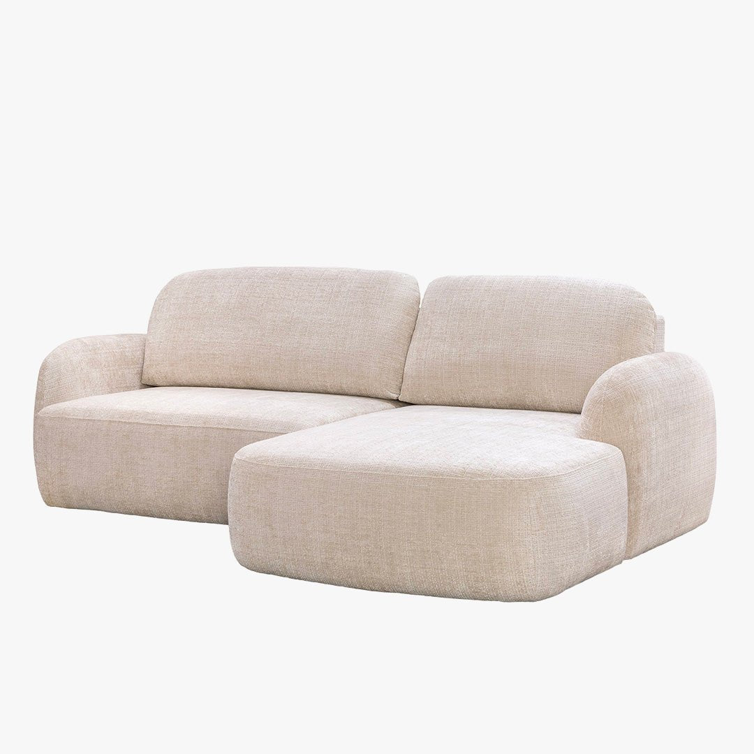 VIONA Canapé d'angle convertible avec coffre en tissu beige - Angle droit - Canapé d'angle convertible - Mobilier Deco