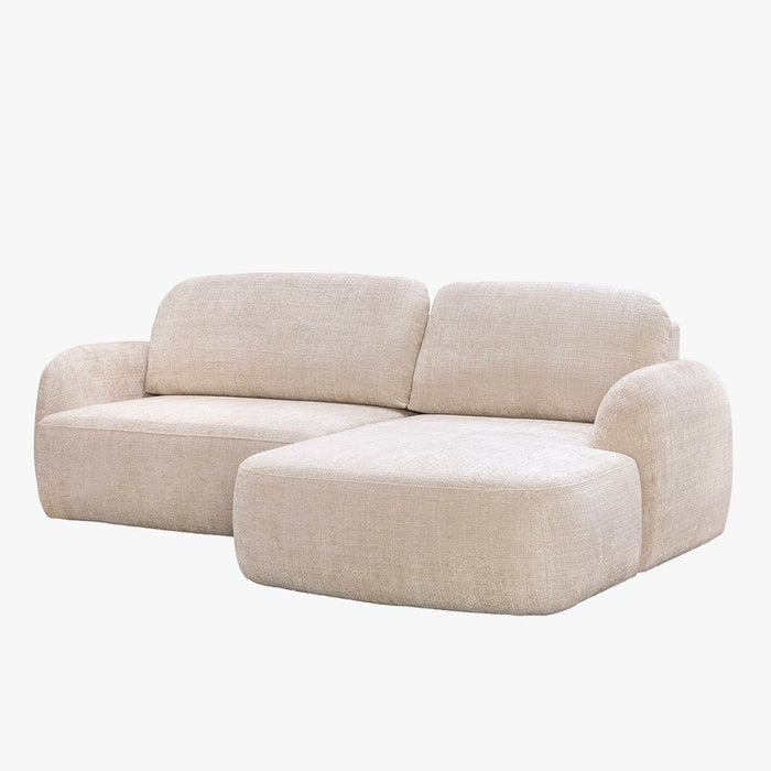 VIONA Canapé d'angle convertible avec coffre en tissu beige - Angle droit