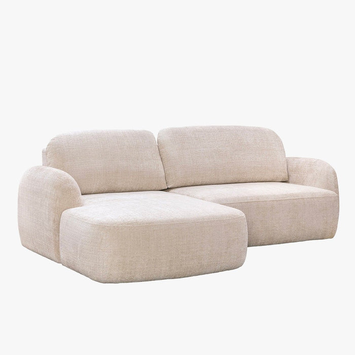 VIONA Canapé d'angle convertible avec coffre en tissu beige - Angle gauche