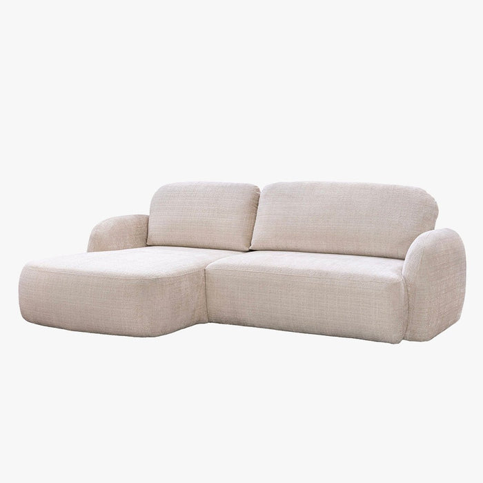 VIONA Canapé d'angle convertible avec coffre en tissu beige - Angle gauche