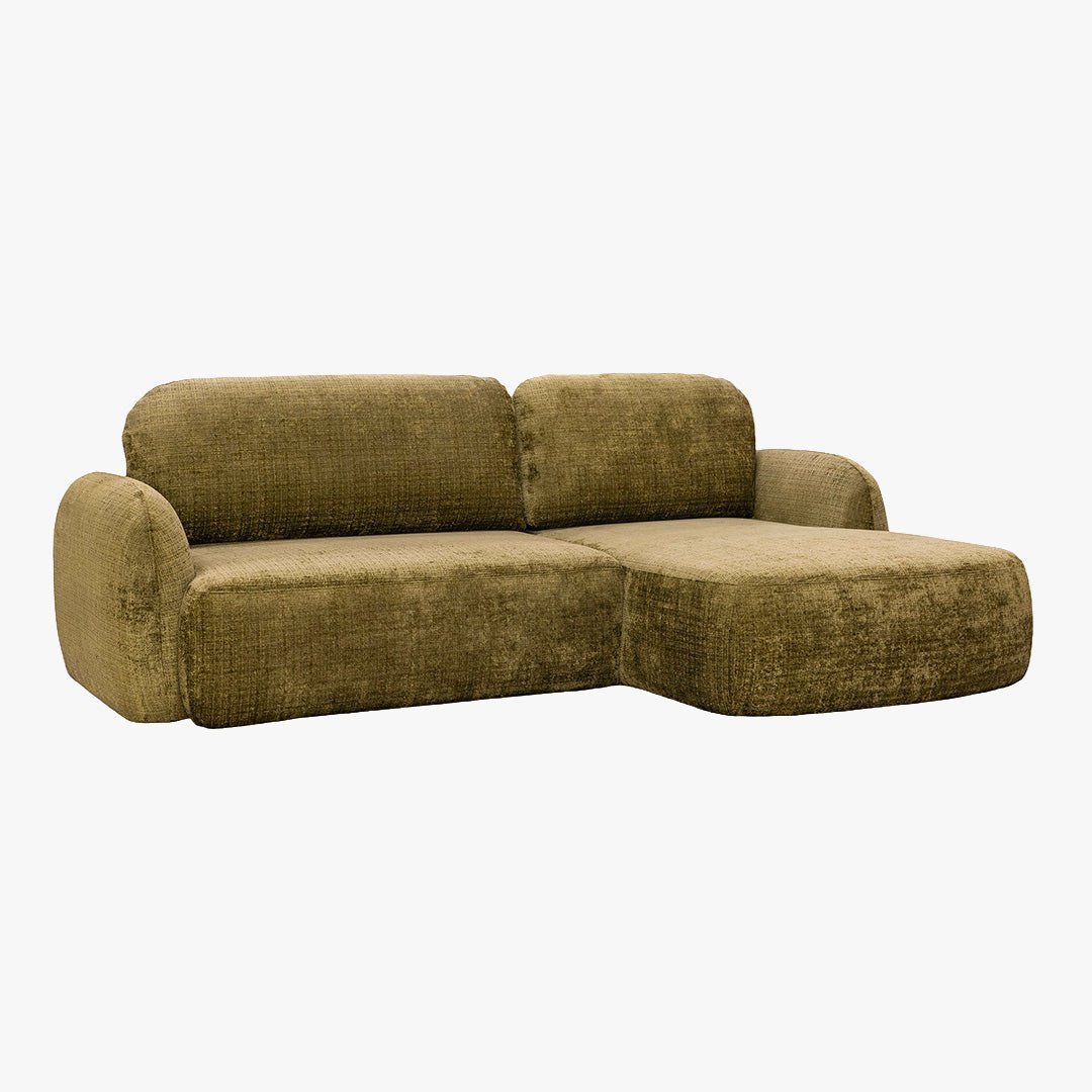 VIONA Canapé d'angle convertible avec coffre en tissu vert - Angle droit - Canapé d'angle convertible - Mobilier Deco