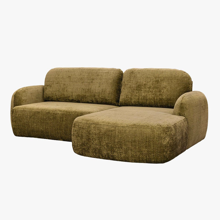 VIONA Canapé d'angle convertible avec coffre en tissu vert - Angle droit