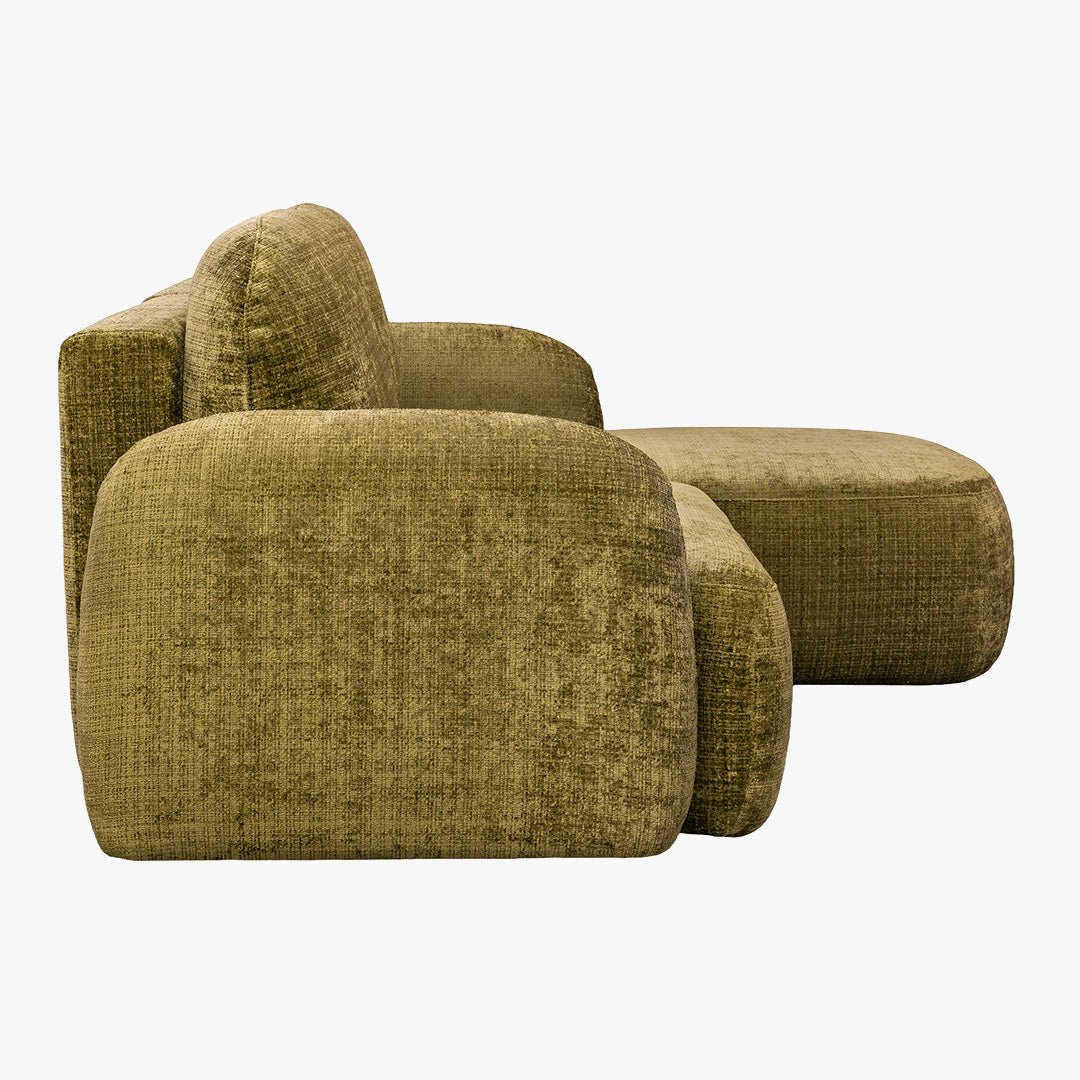 VIONA Canapé d'angle convertible avec coffre en tissu vert - Angle droit - Canapé d'angle convertible - Mobilier Deco