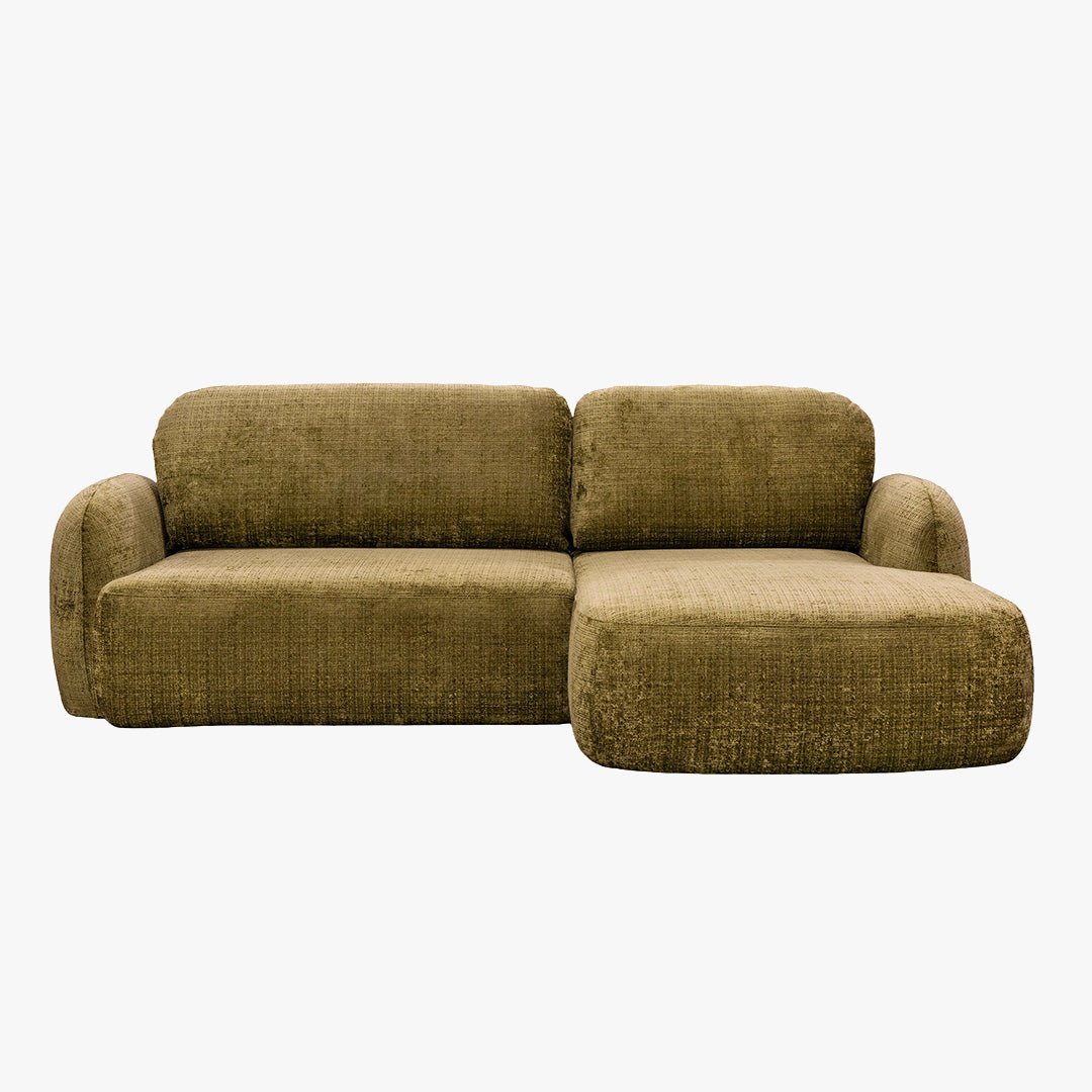 VIONA Canapé d'angle convertible avec coffre en tissu vert - Angle droit - Canapé d'angle convertible - Mobilier Deco