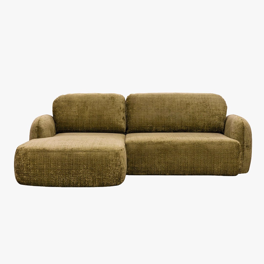 VIONA Canapé d'angle convertible avec coffre en tissu vert - Angle gauche - Canapé d'angle convertible - Mobilier Deco