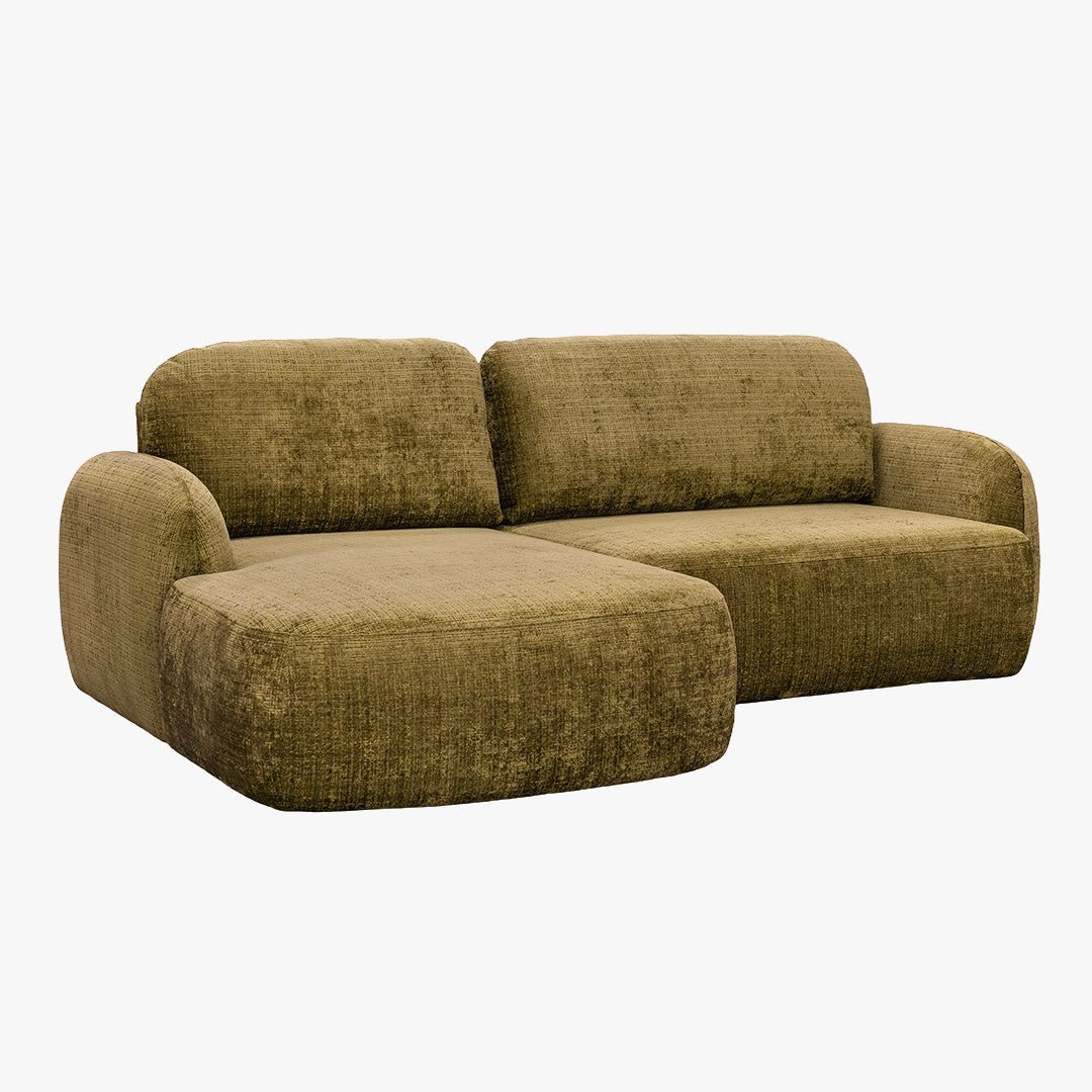 VIONA Canapé d'angle convertible avec coffre en tissu vert - Angle gauche - Canapé d'angle convertible - Mobilier Deco