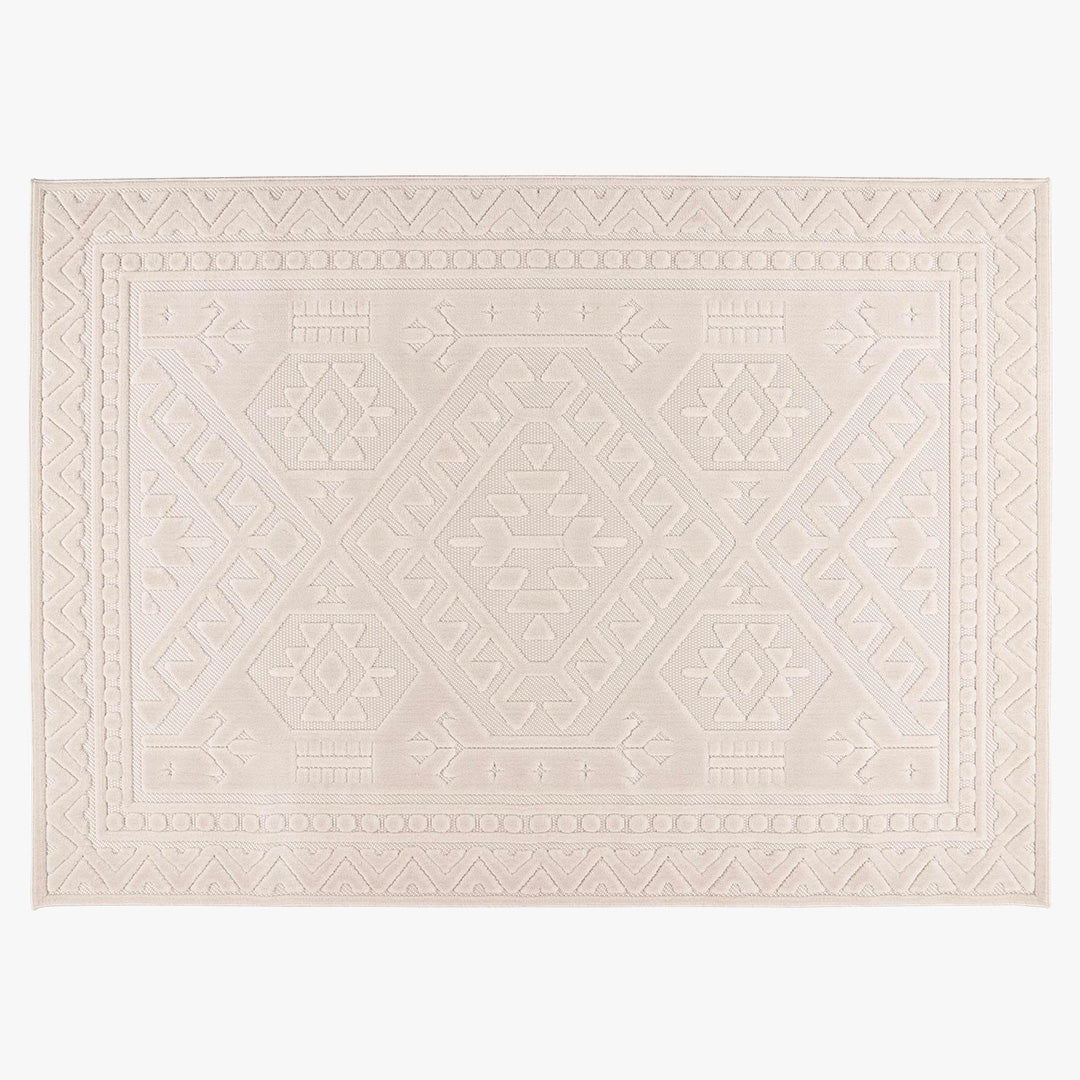 VIVA 2 Tapis en tissu doux à motif en relief blanc écru - 160x230 cm - Tapis - Mobilier Deco