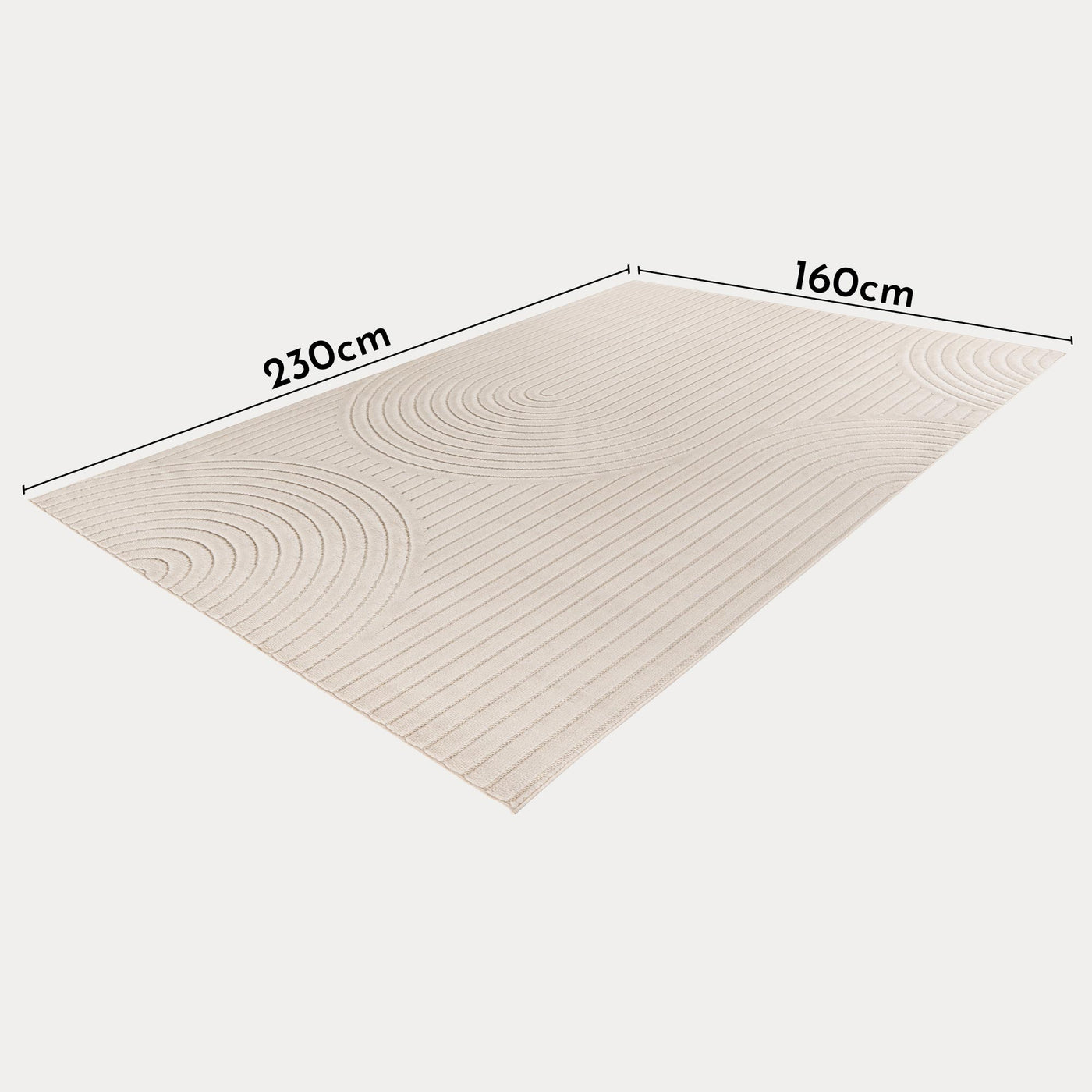 VIVA Tapis en tissu doux à motif en relief blanc écru - 160x230 cm
