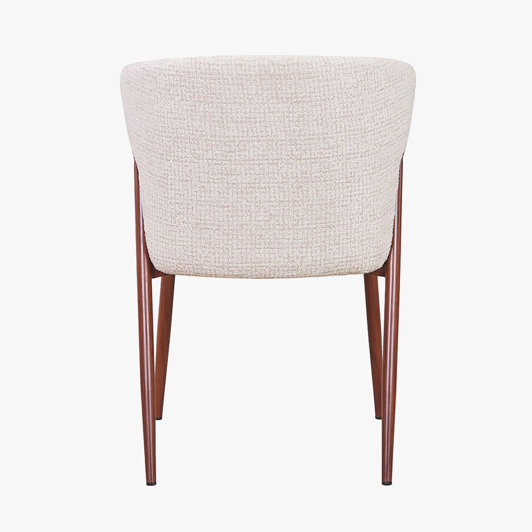 WAYNE Lot de 2 chaises en tissu beige pieds couleur bois foncé - Chaise de repas - Mobilier Deco