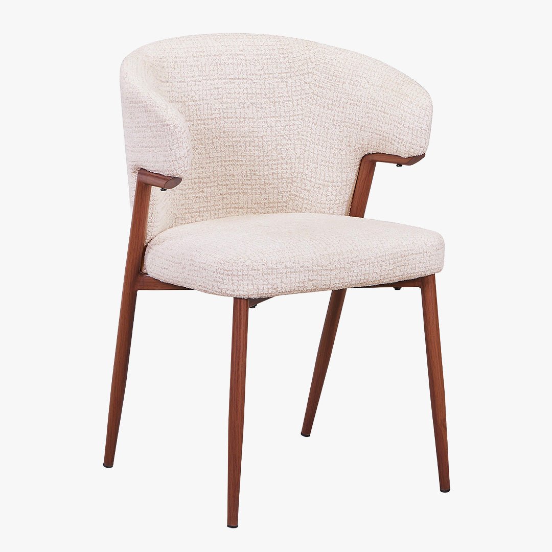 WAYNE Lot de 2 chaises en tissu beige pieds couleur bois foncé - Chaise de repas - Mobilier Deco