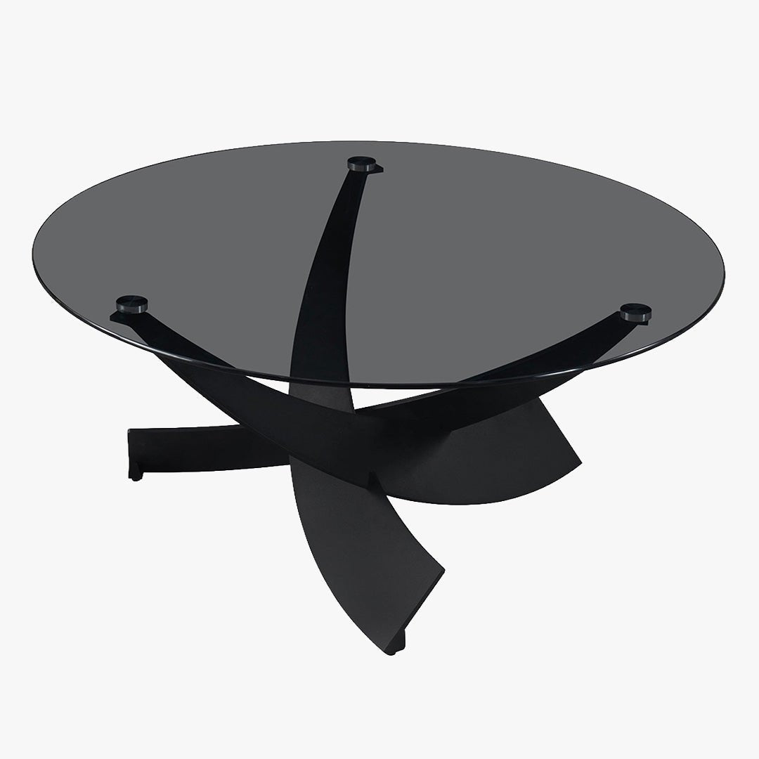 WESTON Table basse en verre teinté pieds croisés noir - Table basse - Mobilier Deco