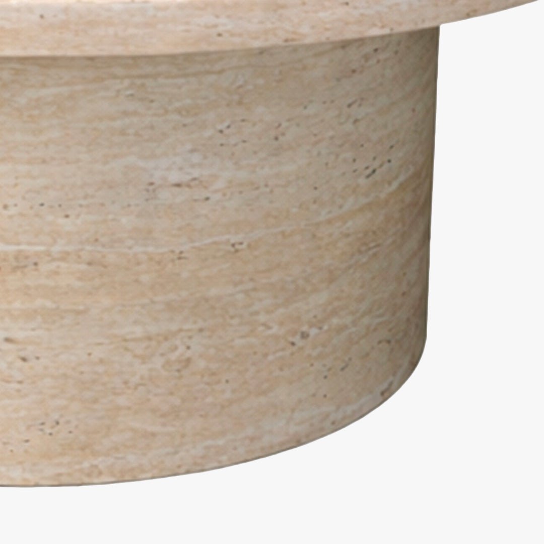 YARA Table basse ronde plateau en marbre d'ingénierie couleur bois - Table basse - Mobilier Deco