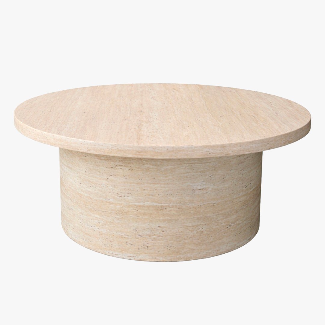 YARA Table basse ronde plateau en marbre d'ingénierie couleur bois - Table basse - Mobilier Deco