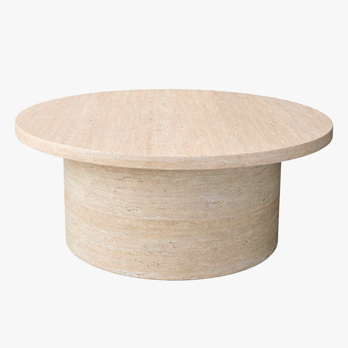 YARA Table basse ronde plateau en marbre d'ingénierie couleur bois