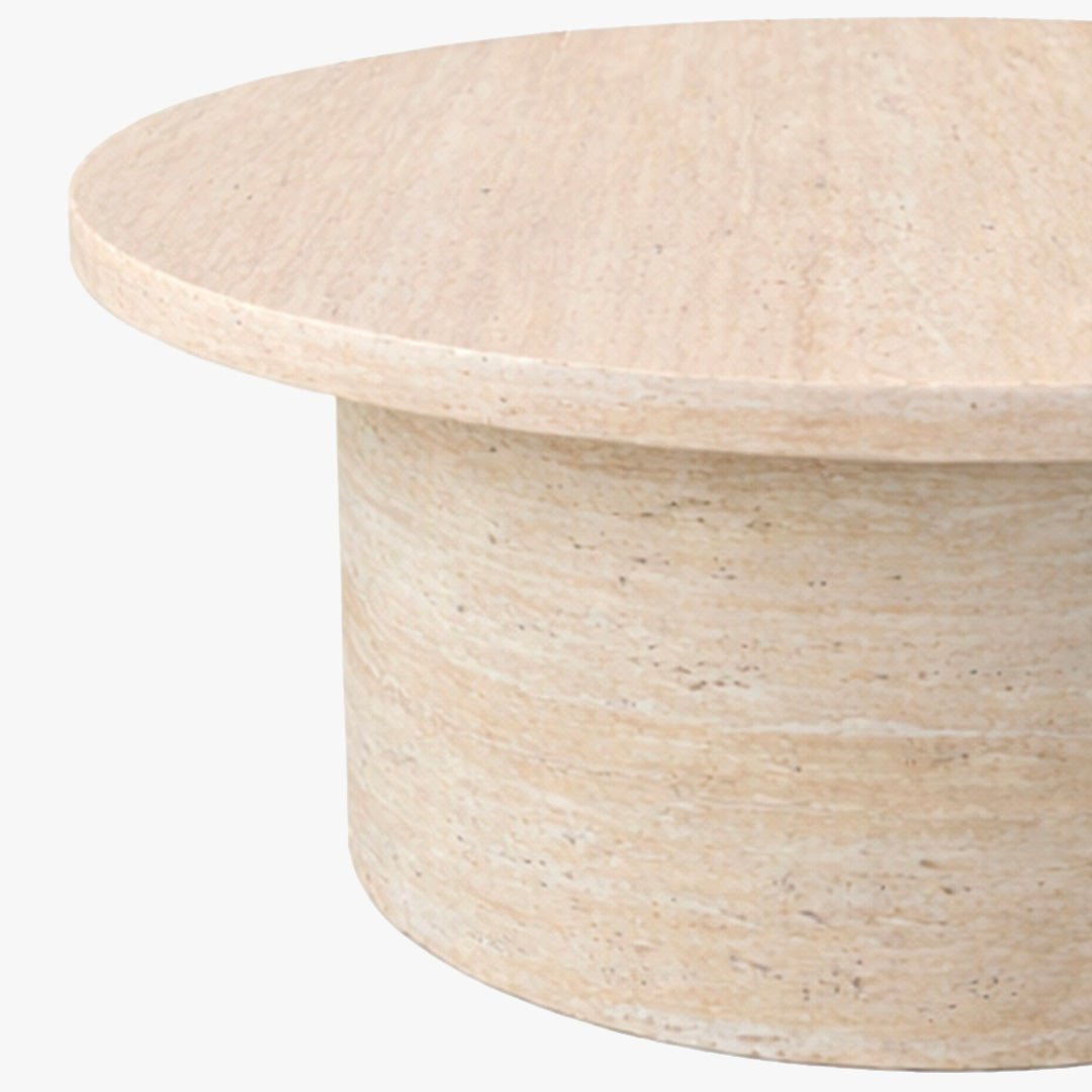 YARA Table basse ronde plateau en marbre d'ingénierie couleur bois - Table basse - Mobilier Deco