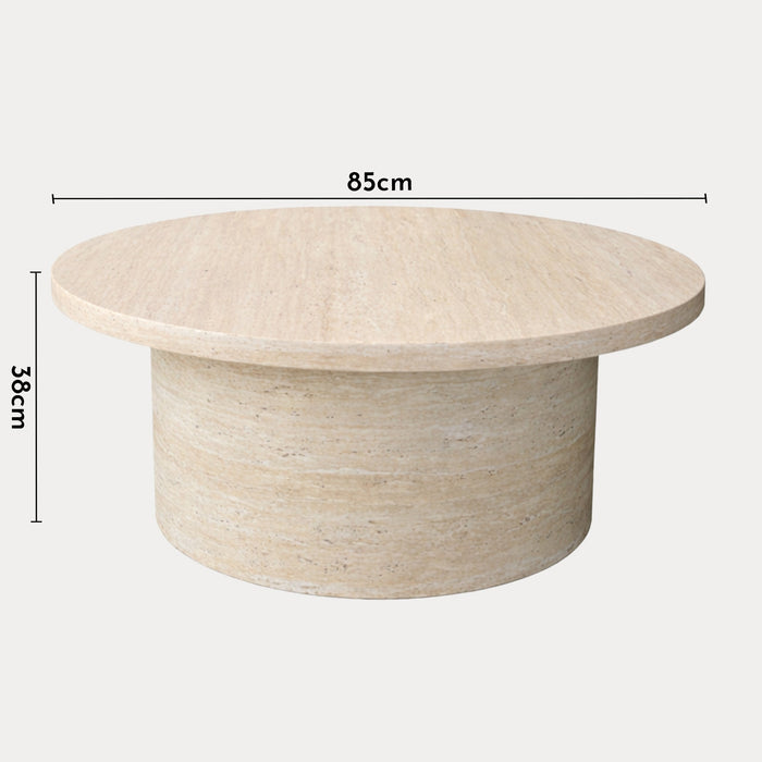 YARA Table basse ronde plateau en marbre d'ingénierie couleur bois