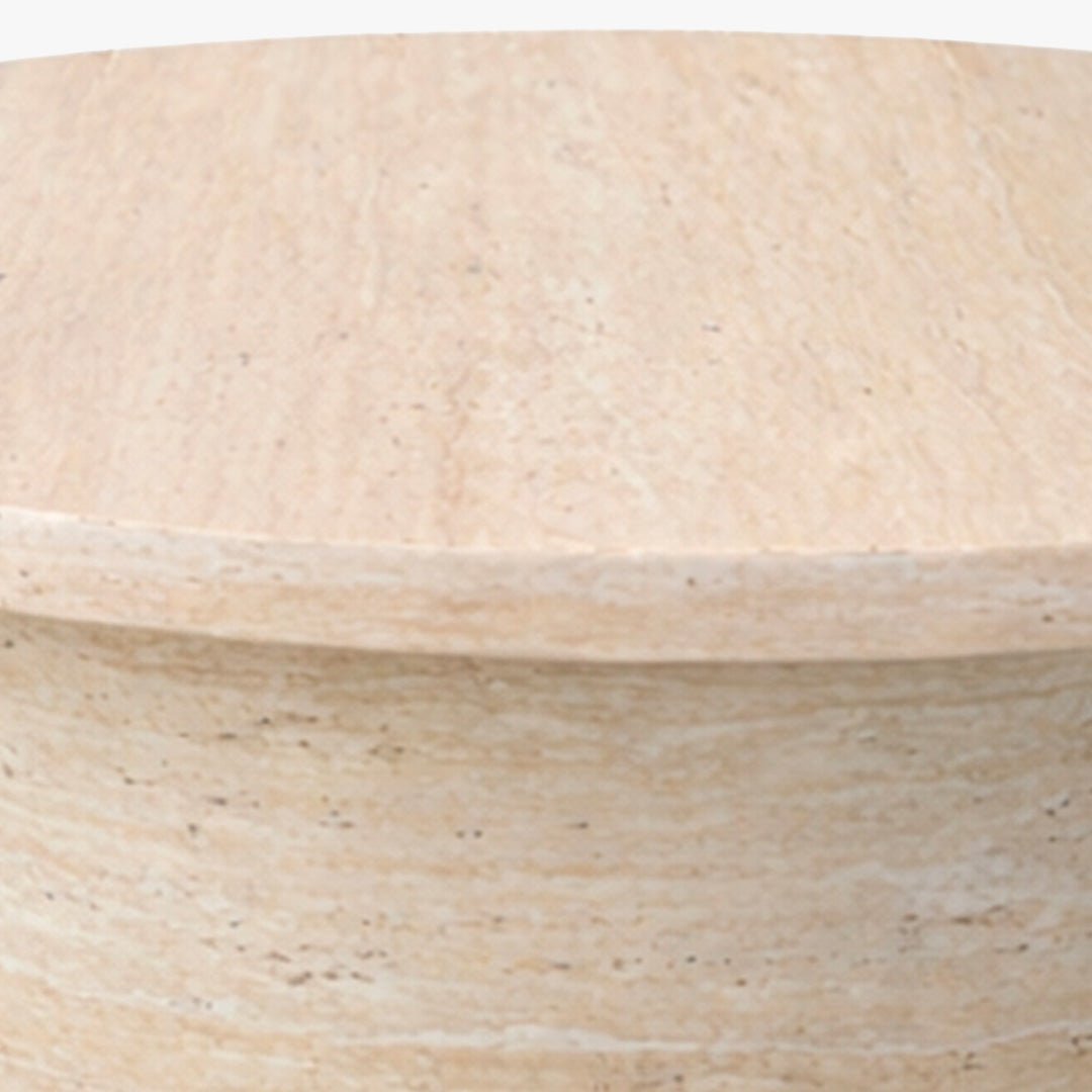 YARA Table basse ronde plateau en marbre d'ingénierie couleur bois - Table basse - Mobilier Deco