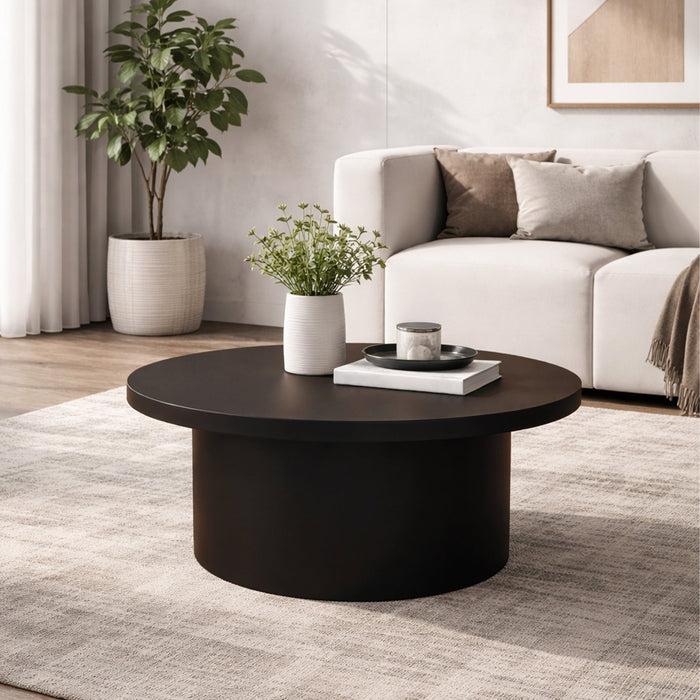 YARA Table basse ronde plateau en marbre d'ingénierie marron