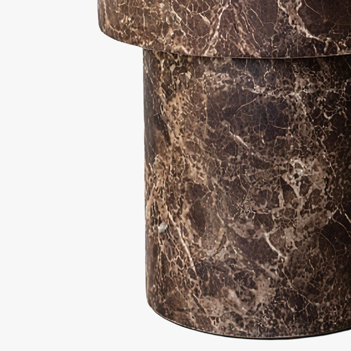 ZENA-39 Table d'appoint ronde en marbre d'ingénierie marron D39 cm
