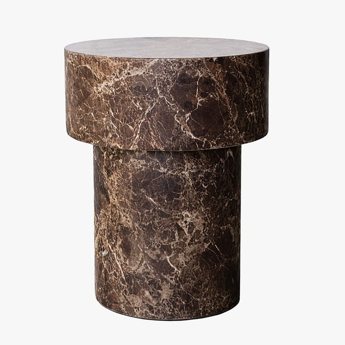ZENA-39 Table d'appoint ronde en marbre d'ingénierie marron D39 cm