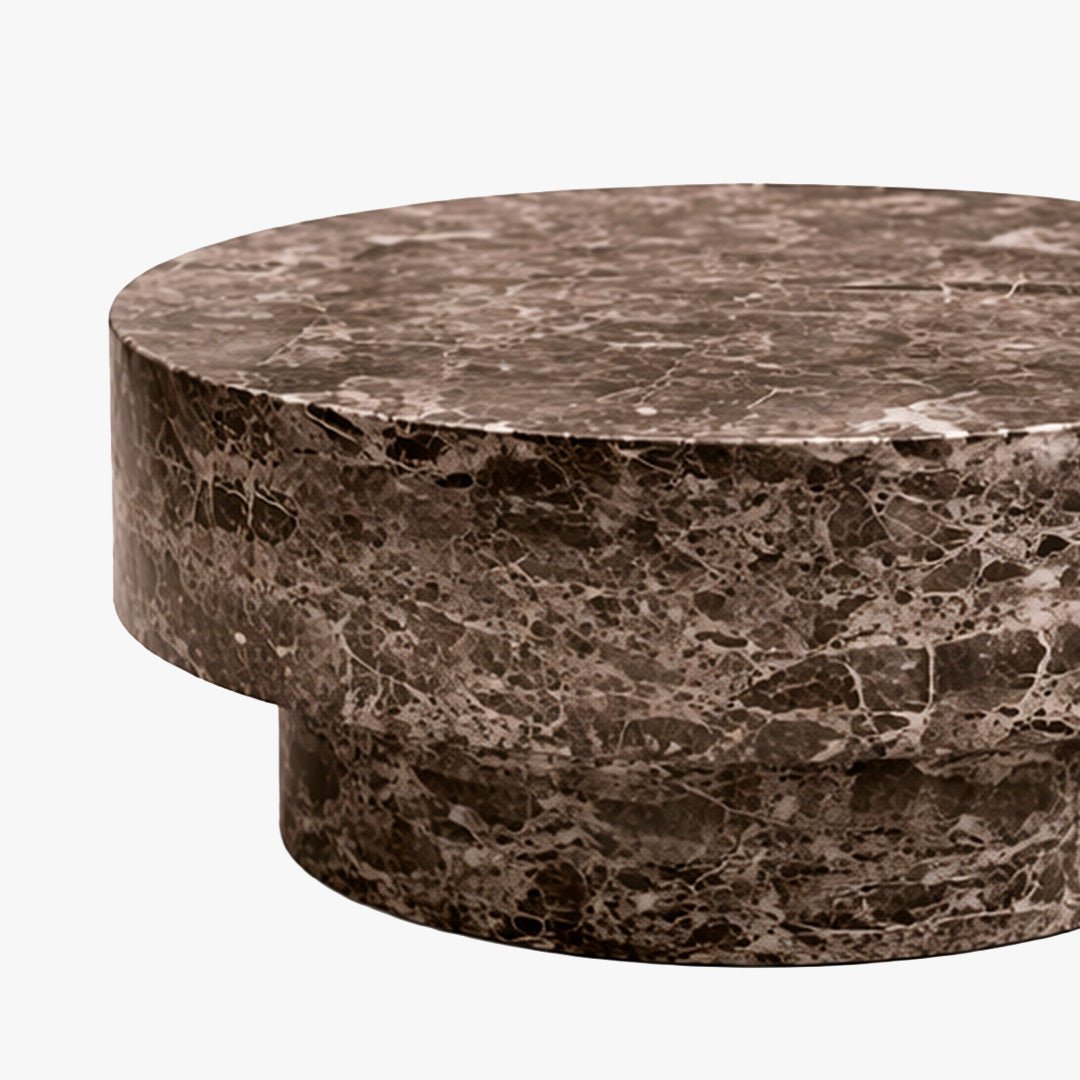 ZENA-70 Table basse ronde en marbre d'ingénierie marron D70 cm - Table basse - Mobilier Deco