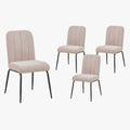 ZERA Lot de 4 chaises en tissu bouclette beige pieds en métal noir
