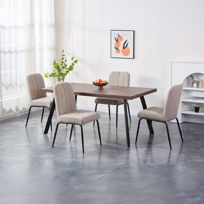 ZERA Lot de 4 chaises en tissu bouclette beige pieds en métal noir