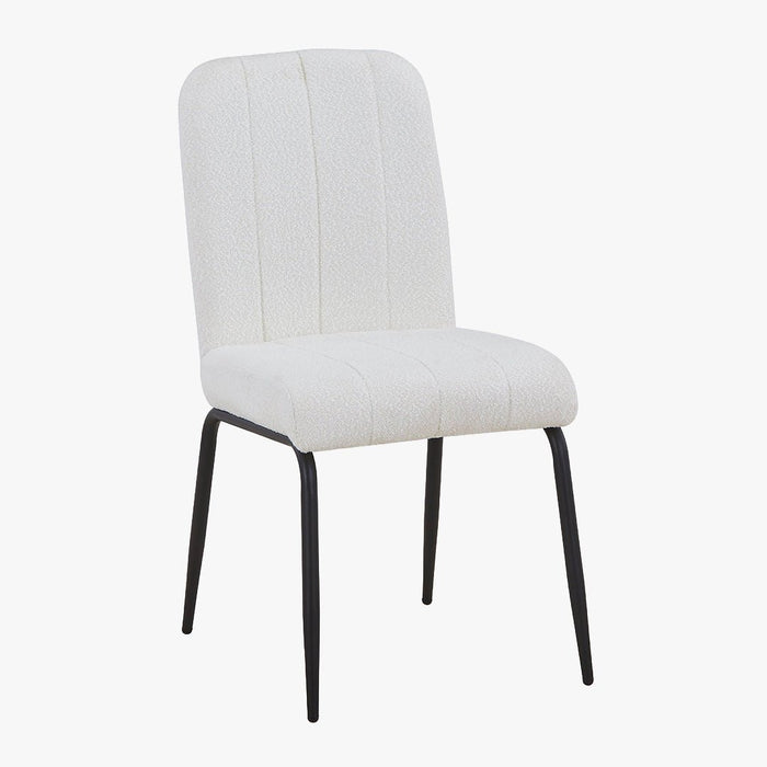 ZERA Lot de 4 chaises en tissu bouclette blanc écru pieds en métal noir