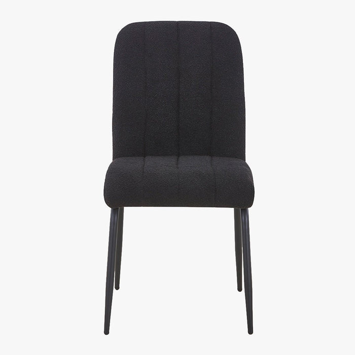 ZERA Lot de 4 chaises en tissu bouclette noir pieds en métal noir