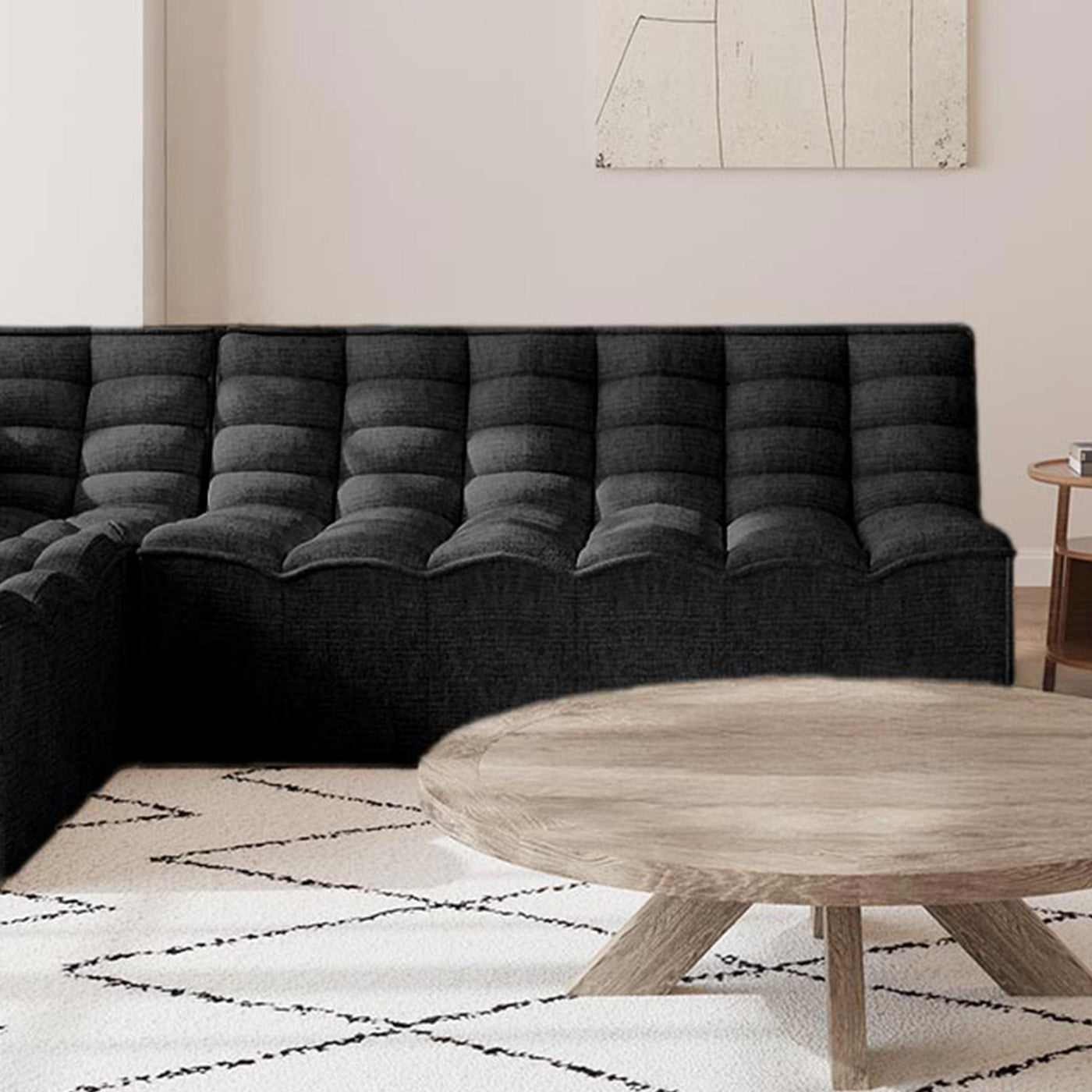 ZEYNA Canapé 2 places modulable en tissu noir