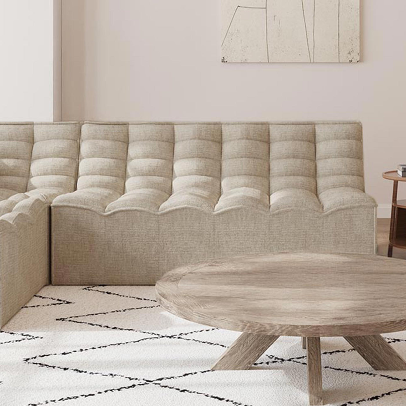 ZEYNA Canapé 2 places modulable en tissu taupe